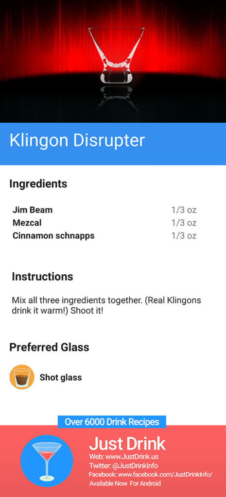 Just Drink Klingon Disrupter Recipe